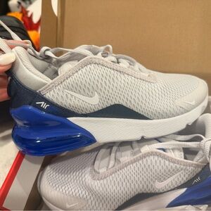 Nike Air Max 270 White and Navy Sneakers